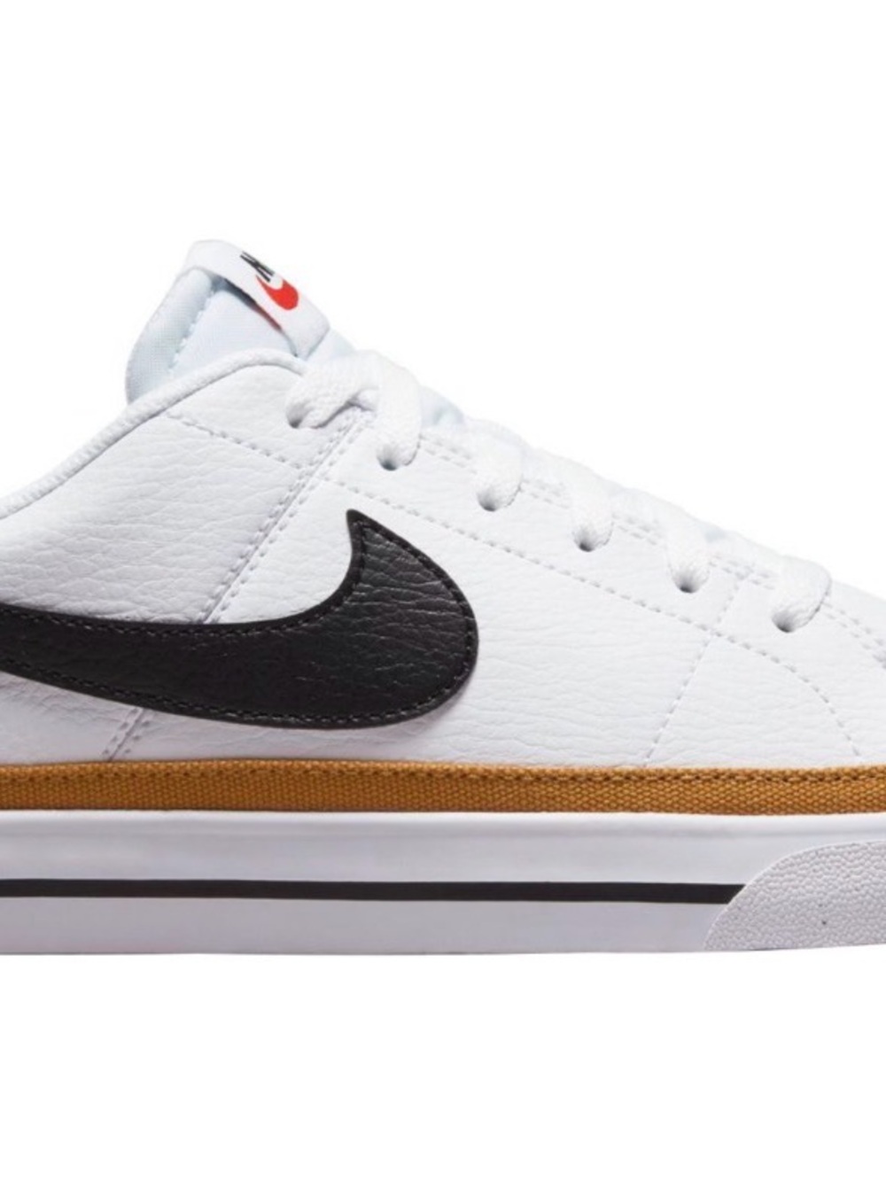 Nike Women’s White Leather Court Sneakers with Black Swoosh